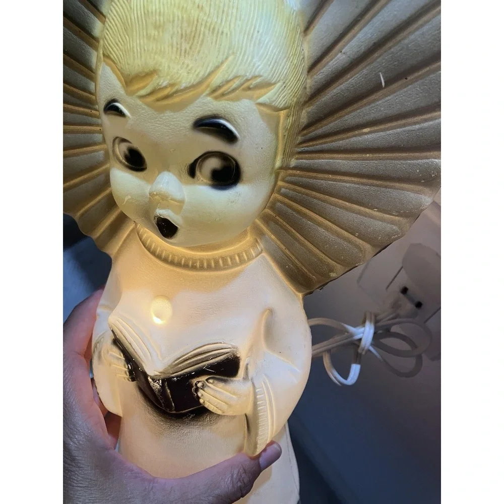 MCM Blow Mold Christmas Vintage Singing Angel Wings Song Book Robe 14